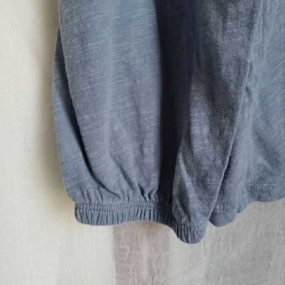 Como Vintage Women's Size Small Peasant Top Long Elastic Sleeves V Neck Blue - Picture 6 of 9